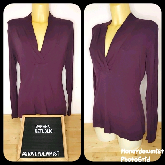 Banana Republic Tops - BANANA REPUBLIC Dark Plum Stretchy V-Neck Top